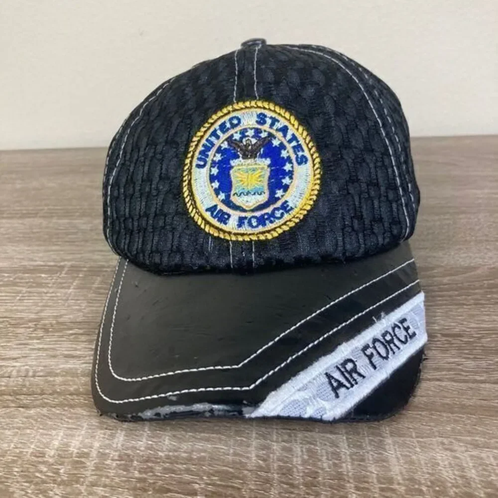 US Air Force Hat USAF‎ Embroidered Cap Black Mesh Military Adjustable